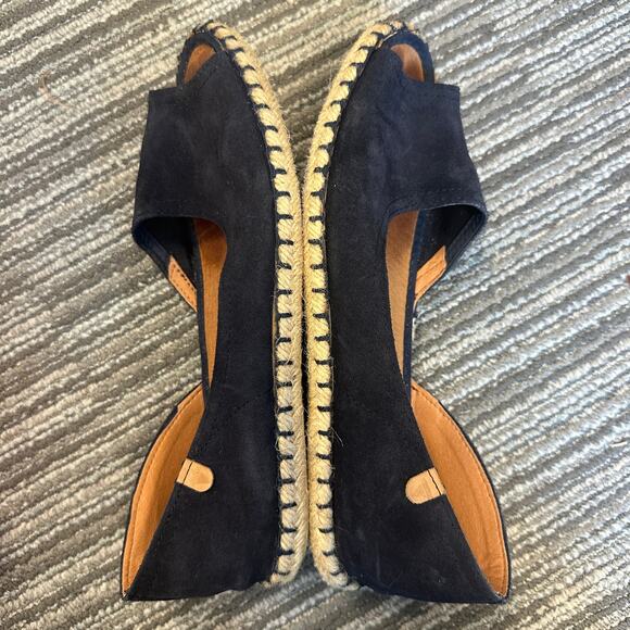 Verbenas Cruz Peep Toe Espadrille Flat Sandals Navy Suede Resort Wear Boho US 8 - Picture 6 of 8